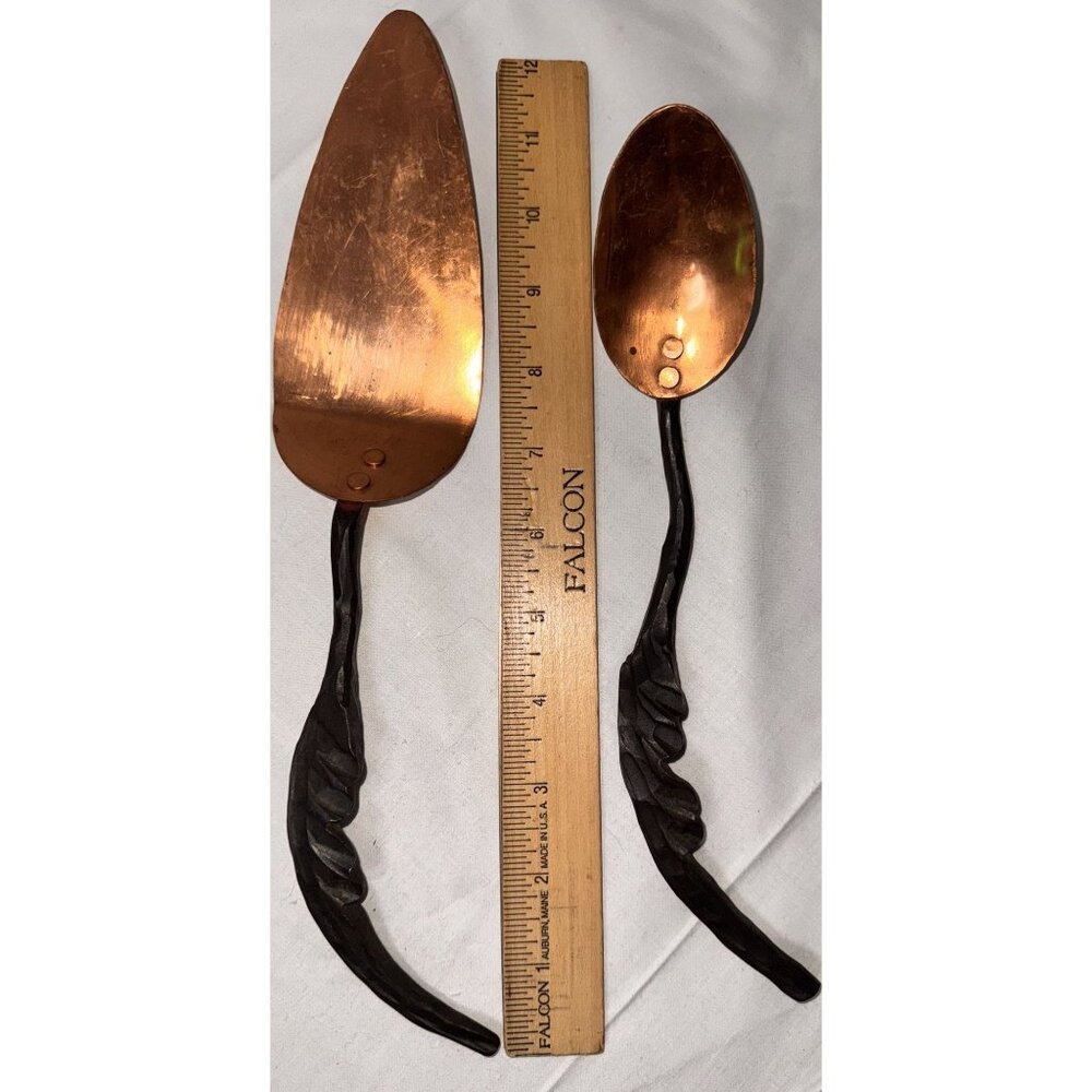 Flag Forge blacksmithing Hand-Forged Copper Iron Spoon Spatula Set southwest - Picture 4 of 13